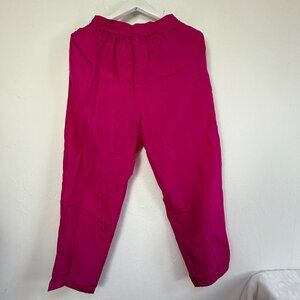 Restless Clothiers Womens Hot Pink 100% Silk Elastic Waist Cropped Pants Small